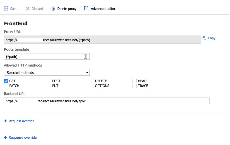 Screen cap of a configured proxy
