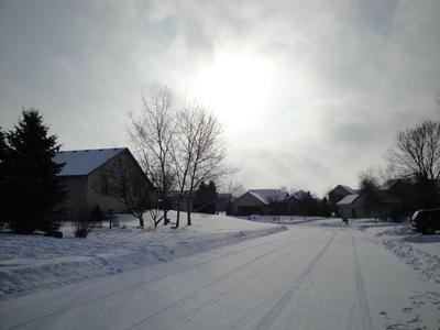 Snowy road, no markings