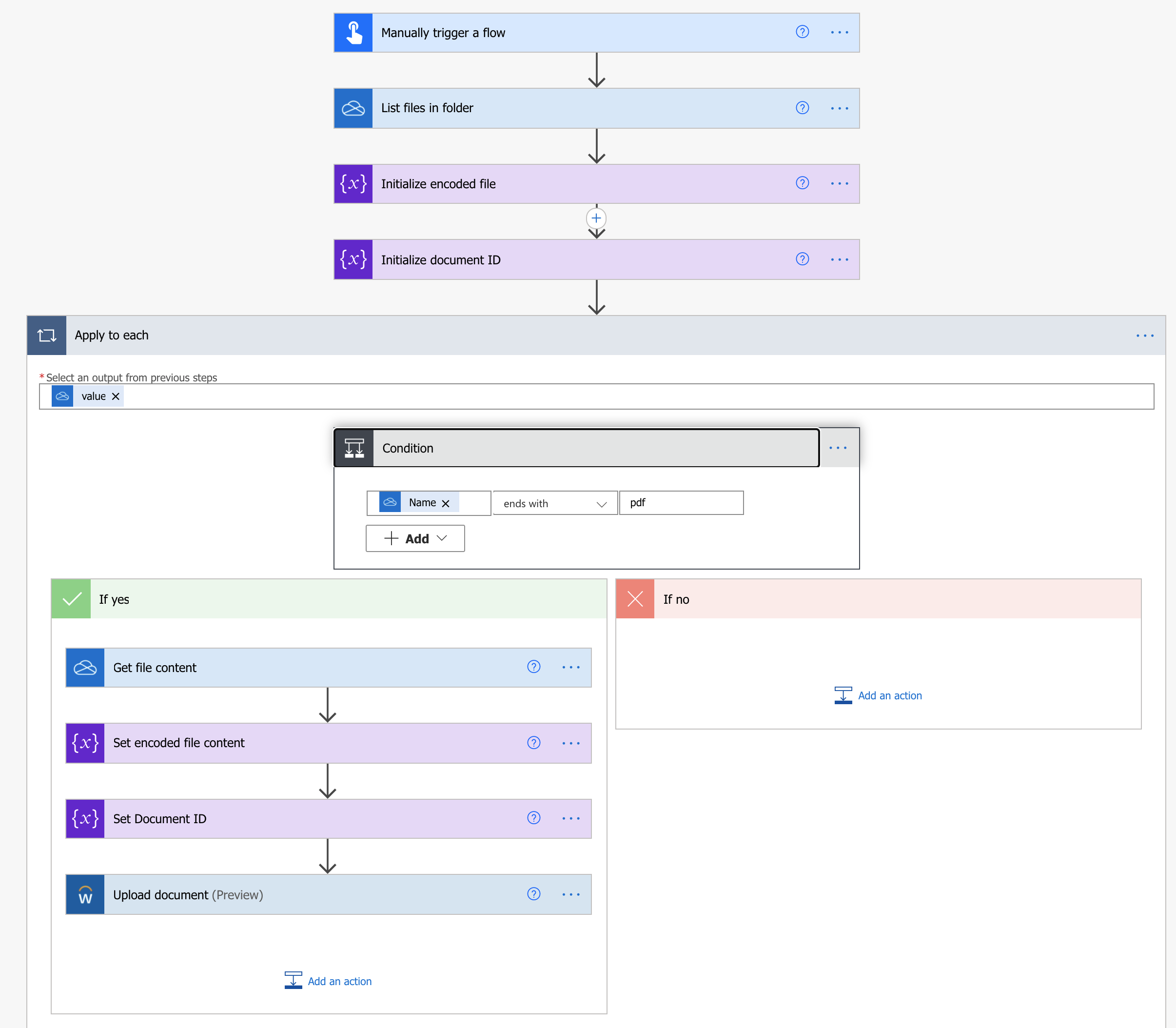 Screenshot of a power automate flow