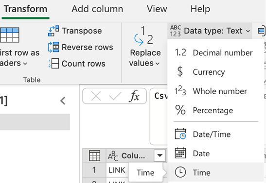 Change data type